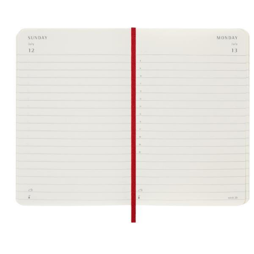 MOLESKINE DAILY PLANNER AGENDA GIORNALIERA 2026 12 MESI FORMATO POCKET 9 X 14 CM COPERTINA MORBIDA CHIUSURA CON ELASTICO ROSSO